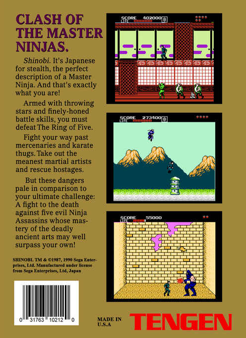Shinobi (Homebrew) — Box back